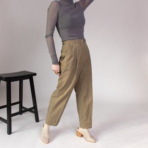 Vintage 80s olive green high waist trouser pants